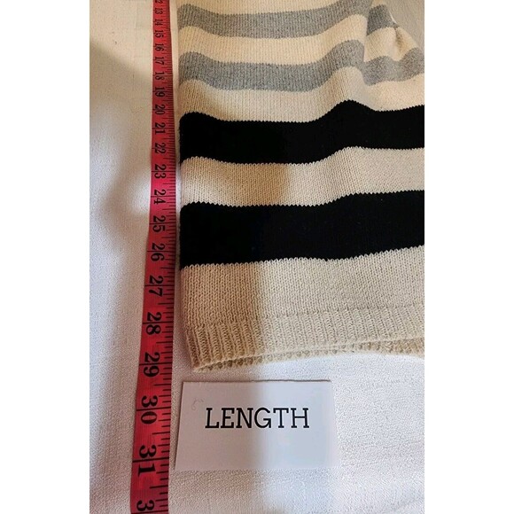 ANDTHEWHY WOMENS M/L BEIGE MULTICOLOR WIDE STRIPE SWEATER CHUNKY KNIT NAUTICAL - Picture 11 of 11